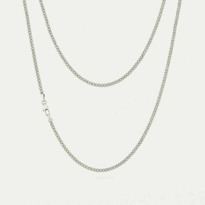 3mm Cuban Link Chain - White Gold