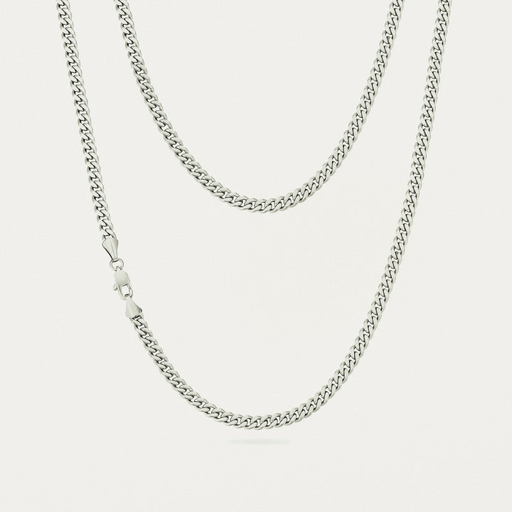 4mm Cuban Link Chain - White Gold